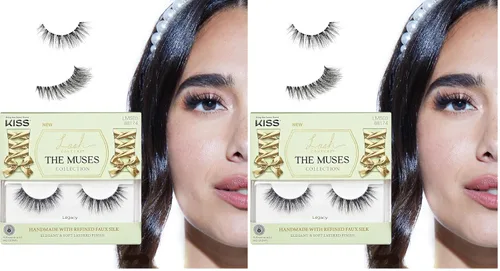 Vista 11 de KISS - Pestañas postizas de la colección Lash Couture The Muses, “Duquesa”, 16mm, negras, onduladas, hechas a mano, seda sintética refinada, banda