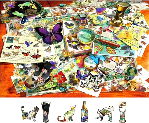Vista 27 de Autumn Birds - Rompecabezas de 500 piezas para adultos, lindo paisaje natural de otoño, dibujos animados, pájaros bebés con sombreros de invierno