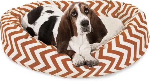 Vista 12 de Cama para perro de 24 pulgadas, color negro Chevron Sherpa Bagel
