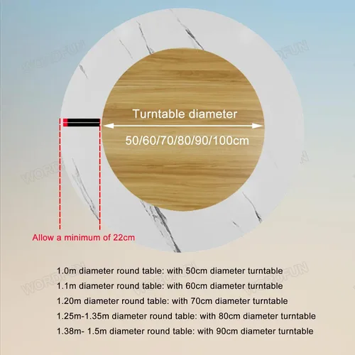 Vista 4 de Tocadiscos de comedor de 80/90/39.4 in, bandeja giratoria para servir, bandeja de servir Lazy Susan, pantalla giratoria para servir, centros