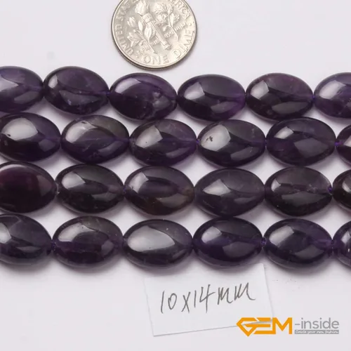Vista 3 de GEM-Inside - Cuentas ovaladas naturales de 0.394 x 0.551 in amatista, piedras preciosas de cristal sueltas para curación de joyas, adultos 15
