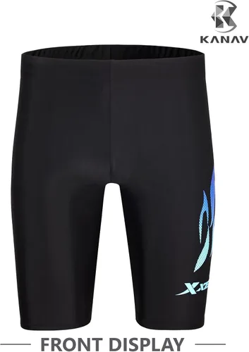 Vista 2 de KANAV Traje de baño deportivo para hombre, traje de baño de compresión, pantalones cortos de natación de resistencia, entrenamiento de carreras