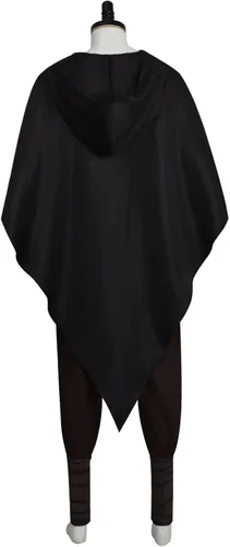 Vista 5 de Disfraz de gato con botas para adultos y niños, disfraz de lobo de la muerte, cosplay, pantalones negros con capucha y guantes para Halloween
