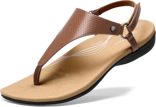 Vista 17 de DREAM PAIRS Sandalias planas para mujer, con soporte de arco, ortopédicas, cómodas, suaves, acolchadas, para verano, con correa en T