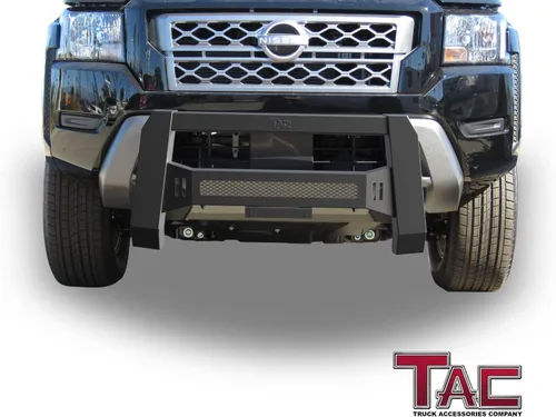 Vista 2 de TAC - Barra de defensa modular Predator para 2022-2025 Nissan Frontier camioneta pickup, versión de malla delantera, protector de parachoques