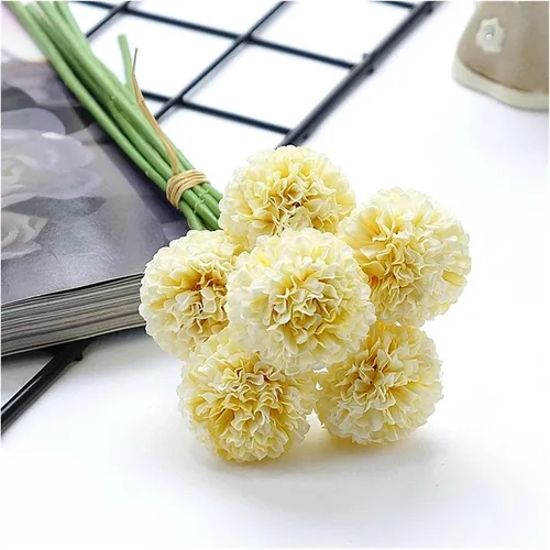Vista 7 de HEXEH Artificial Flowers 6Pcs/Bundle mini Chrysanthemum Flower Ball Silk Artificial Flowers for Wedding Decoration Bridal Flores Decoration Bouquets