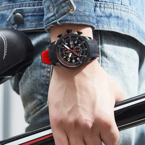 Vista 5 de KXAITO Relojes para hombre, reloj cronógrafo deportivo militar, resistente al agua, correa de cuero de silicona luminosa, relojes casuales