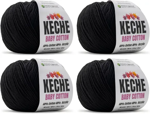 Vista 27 de Keche Hilo de Algodón, 60% Algodón 40% Hilo Acrílico, Hilo de Algodón Suave para Crochet y Tejer, Hilo Amigurumi 1 Madeja/Bola 1.76 Oz (50g) / 180
