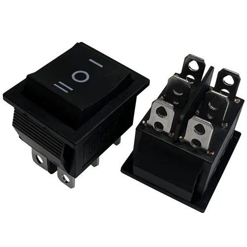 Vista 18 de Interruptor basculante DPST On-Off Unilluminated Negro 4 Pin 1.220x0.984 in Rectangular Snap-in Interruptor de alimentación de palanca