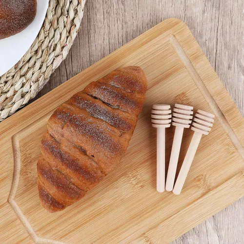 Vista 4 de Agitador de mezcla de miel de madera, 3 piezas, mini cucharas de miel