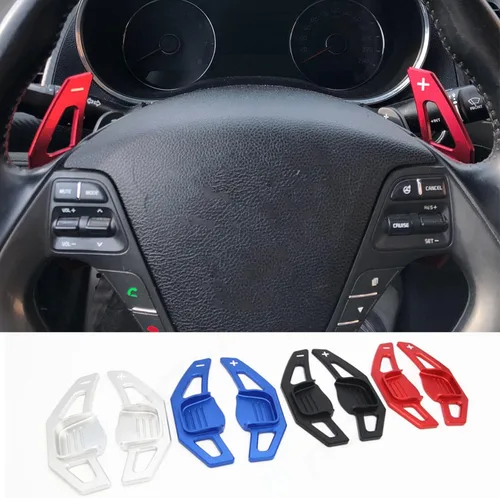Vista 3 de DOUKI Pegatinas de cambio de volante de coche, para KIA K3 CERATO Forte Koup SX 2015 2016 Cadenza Ceed Pro GT SW 2013 2014 Paddle Shift Negro