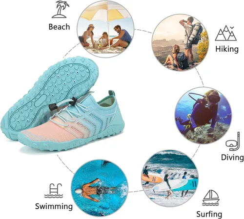 Vista 8 de Zapatos de agua WateLves para hombre y mujer, estilo pies descalzos, para playa, piscina, secado rápido, calcetines de agua, para piscina, surf