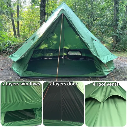 Vista 5 de DANCHEL OUTDOOR B1 Yurta portátil con huella, impermeable, 4-6 Persom Family Campana de Campana de Campamento 300D Oxford Nylon UPF50+ Protección