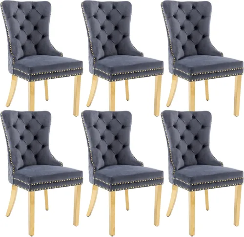 Vista 30 de KCC Juego de 2 sillas de comedor de terciopelo, sillas modernas copetudas Patas de acero inoxidable beige++ plata