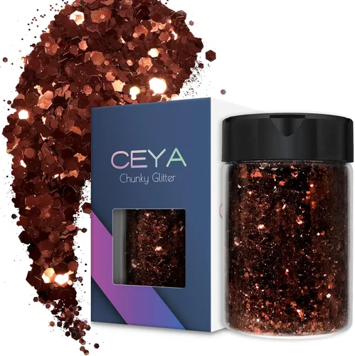 Vista 34 de Ceya Juego de purpurina gruesa de 32 colores, 11.28 onzas/11.29 oz de purpurina para manualidades en polvo mezclado con copos gruesos y finos cada