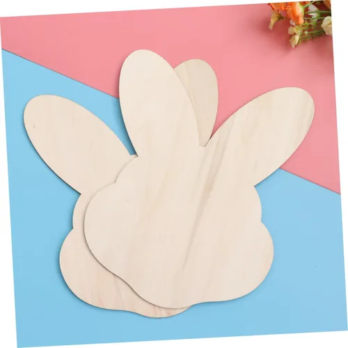 Vista 8 de EXCEART Conejito conejo chips de madera decorativos DIY artesanía accesorios decoración del hogar arte de pared para Pascua