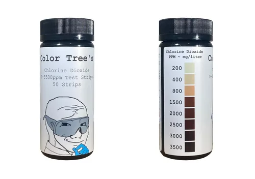 Vista 2 de Color Tree's CDS 0-3500ppm Tiras de prueba de dióxido de cloro (ClO2) - 50 tiras - Rango máximo de prueba DIY CDS