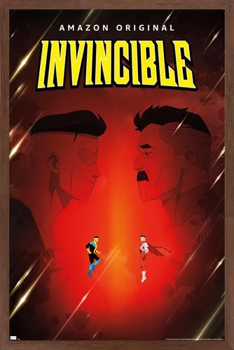 Vista 10 de Invincible - Póster de pared de una hoja de padre e hijo, 22.4 pulgadas de largo x 14.7 pulgadas de ancho, versión enmarcada de madera de granero