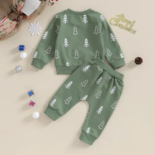 Vista 6 de Hoanselay Conjunto de sudadera de manga larga con capucha y pantalones de otoño e invierno para bebé niño