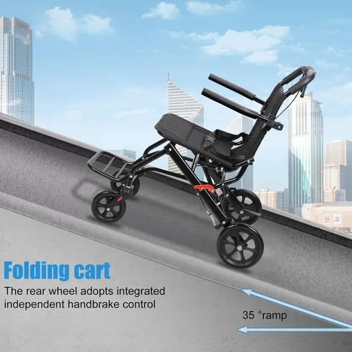 Vista 7 de Sillas de ruedas para adultos, silla de ruedas de transporte ligera plegable, silla de ruedas portátil ligera plegable para personas mayores