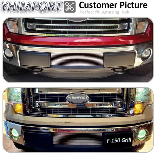 Vista 3 de Insertos de parrilla compatibles con parrilla frontal de aluminio sólido F150 2009-2014 (cromado)