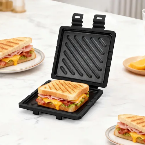 Vista 9 de Sandwichera para microondas, tostadora de microondas con correa de silicona ajustable, extraíble antiadherente para microondas a la parrilla