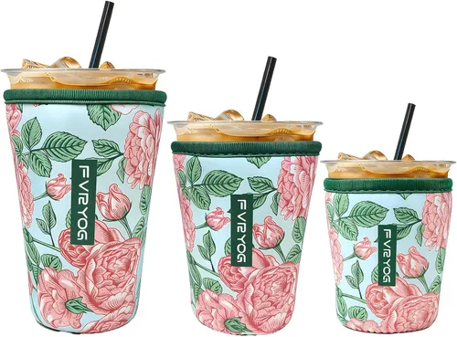 Vista 31 de Fundas de neopreno reutilizables aisladas para café helado, fundas para tazas de café helado, fundas para bebidas heladas y calientes