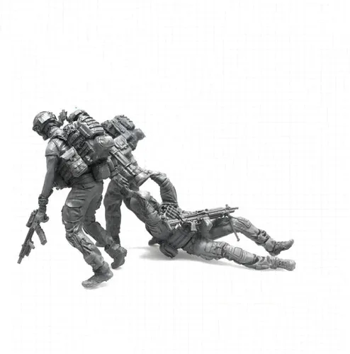 Vista 6 de Risjc 1/35 Tema militar Comando de Rescate Camaradas en armas Kit de modelo de resina (3 personas, sin base) sin montar y sin pintar Mini soldado