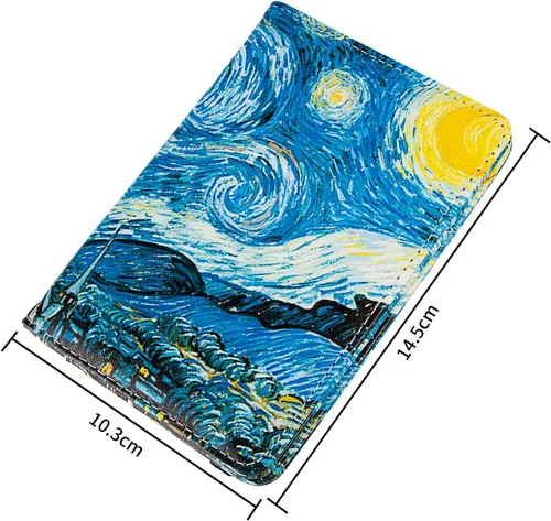 Vista 2 de Funda para pasaporte con bloqueo RFID de piel, organizador de documentos de viaje, Flores de albaricoque.), 201910301033D