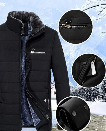 Vista 3 de DBM Chaqueta de algodón gruesa con cuello alto y cremallera para hombre