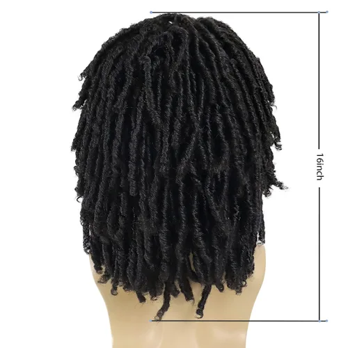 Vista 5 de GNIMEGIL - Pelucas cortas trenzadas para hombre Afro Bob, cabello negro trenzado en crochet, diadema con rastas, fibra sintética natural, capas