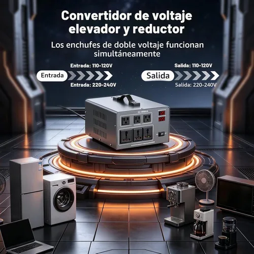 Vista 7 de Transformador convertidor de voltaje de 10000W, paso arriba/abajo 110V/120V Azul