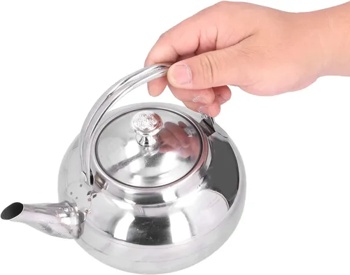 Vista 5 de Exquisita cafetera de acero inoxidable de 5.5 pulgadas con colador de té para hogar y restaurante