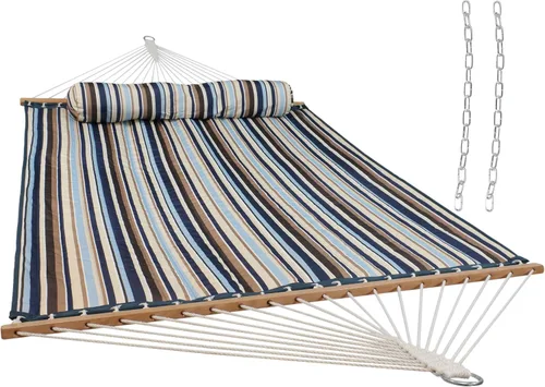 Vista 17 de Sunnydaze Hamaca Acolchada para Exteriores con Barras Separadoras - Hamaca Doble de Servicio Pesado con Capacidad de 450 Libras para Exteriores