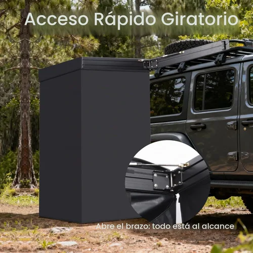 Vista 2 de Carpa de Ducha con Toldo con Techo de Privacidad con Brazo Oscilante, Luz LED de Cuarto de Ducha Lateral del Vehículo, 3 pies x 3 pies Refugio