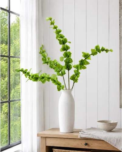 Vista 4 de FiveSeasonStuff Campanas artificiales de Irlanda, relleno de flores verdes Las espigas de flores verdes altas de 37.4 pulgadas añaden forma vertical