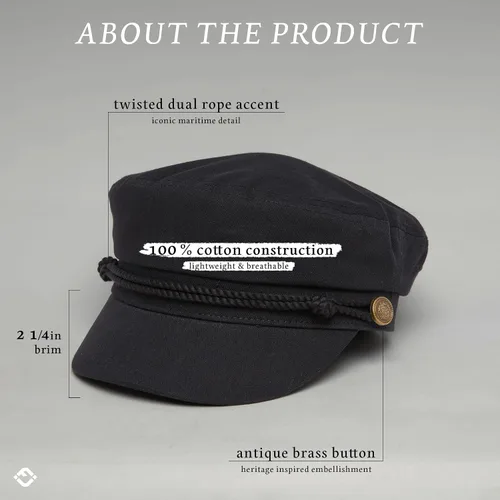 Vista 3 de Funky Junque Gorra de pescador griego, gorra de algodón para panaderos Negro