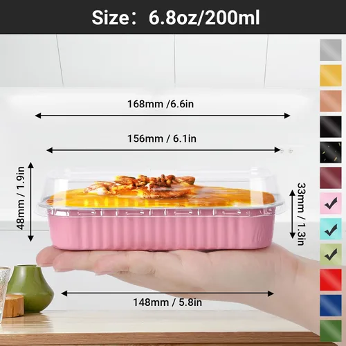 Vista 2 de EUSOAR Forros para magdalenas con tapas, 30 unidades de ramekins de papel de aluminio de 6.8 oz, mini moldes para pan de aluminio desechables