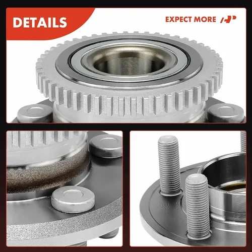 Vista 8 de A-Premium 2 rodamientos de rueda delantera y conjunto de cubo con anillo ABS y 5 lengüetas compatibles con Ford Mustang 2015-2021 Compatible with
