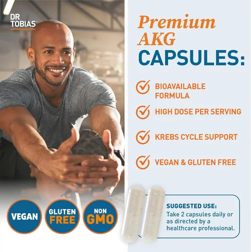 Vista 7 de Dr. Tobias Suplemento AKG y aceite de pescado Omega 3, apoya la energía celular y la salud general con AKG y Omega 3 de triple fuerza EPA y DHA, sin