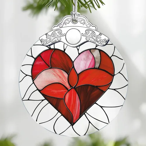 Vista 12 de Adorno de Vidrio Manchado de Puesta de Sol en la Playa, Adorno Navideño – Decoración de Árbol de Navidad, Decoración Festiva, Relleno de Calceti