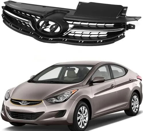 Vista 11 de Parrilla de parachoques superior e inferior compatible con Hyundai Elantra GLS/GL/L/L/Limited Chrome Trim 2 piezas