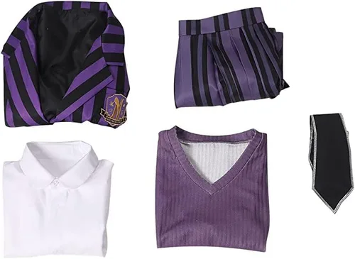 Vista 6 de Wandamaga Disfraz de Enid Sinclair para adultos, uniforme escolar de Wednesday Addams, mujer