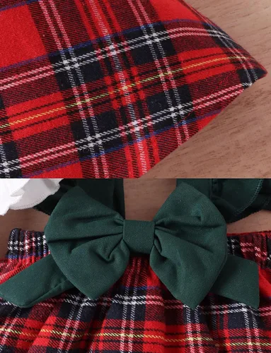 Vista 6 de Happy Cherry Vestido de Navidad para bebé, disfraz de tutú de Navidad, mameluco festivo de Papá Noel