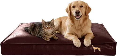 Vista 15 de SOMAHE Cama ortopédica para perro, piel sintética impermeable, funda extraíble lavable, antideslizante, resistente a las masticaciones, plumón