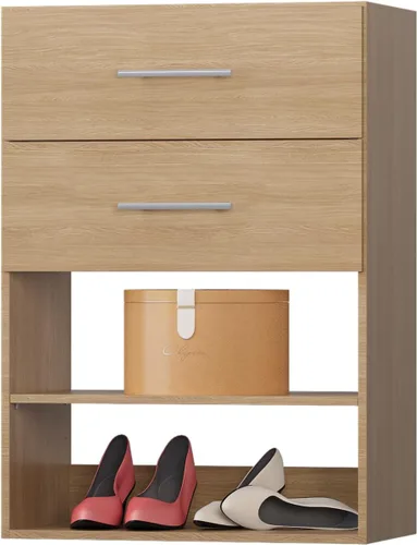 Vista 25 de Unidad Colgante Doble Mediana para Closet, Sistema Modular de Closet, Organizador de Sistema de Closet de Madera con Almacenamiento para Walk-in