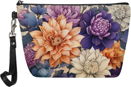 Vista 18 de Howilath Novedad Impreso Elegante Bolso Cosmético De Las Mujeres, Perros Animales Perezoso Diseño Floral Niña Trapezoide Cosméticos Bolsa De
