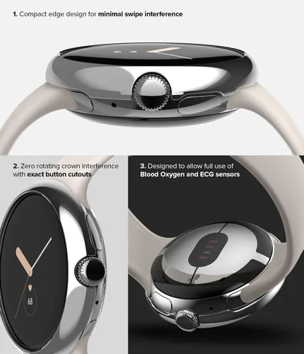 Vista 7 de Ringke Bisel Styling Compatible con Google Pixel Watch Case, Marco Adhesivo Anillo Cubierta Anti Rasguños [Acero Inoxidable] Protector Accesorio