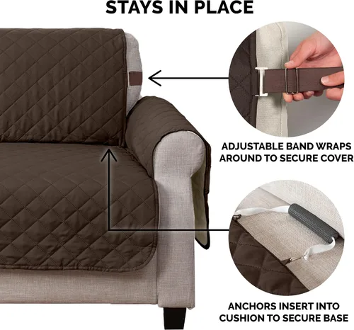 Vista 9 de Furhaven - Funda para muebles de sala de estar para perros y gatos, protector reversible de dos tonos, resistente al agua, lavable, color expreso
