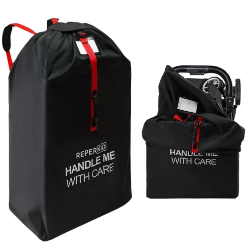 Vista 9 de reperkid Bolsa grande para cochecito para viajes en avión, negro y verde, 47 pulgadas de alto x 24 pulgadas de ancho x 15 pulgadas de profundidad